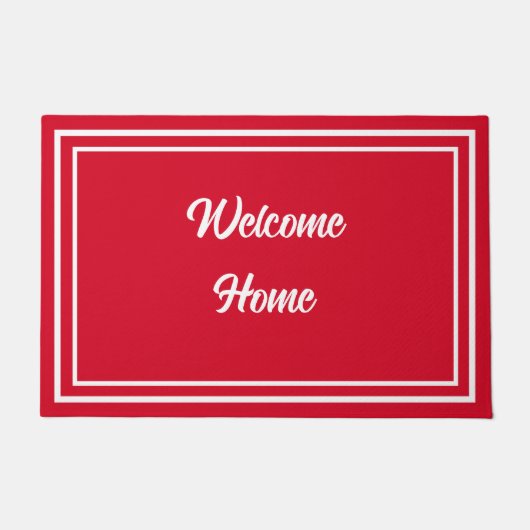 Welkom Home Eenvoudige rode en witte voordeur Deurmat (Voorkant)