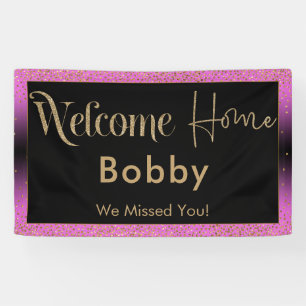 Welkom Home Gold Confetti, Roze Black Ombre Spandoek