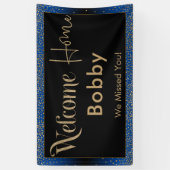 Welkom Home Gouden Confetti, Helderblauw Spandoek (Verticaal)