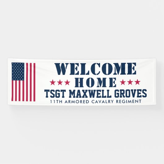 Welkom Home Militaire Banner met de Vlag van de VS (Horizontaal)