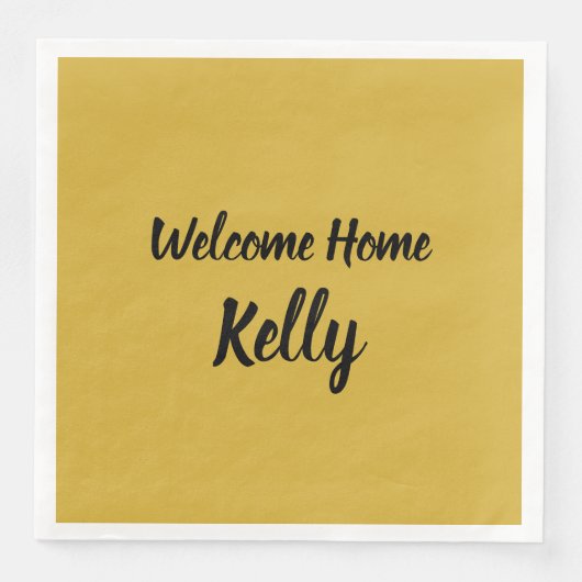 Welkom Home Penseelstreek Script Gold Servet (Voorkant)