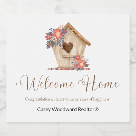 Welkom Home Realtor Gepersonaliseerd Sparkling Wijnetiket (Enkel label)