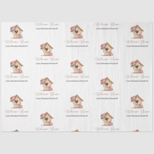 Welkom Home Realtor Gepersonaliseerd Tissuepapier (Voorkant)