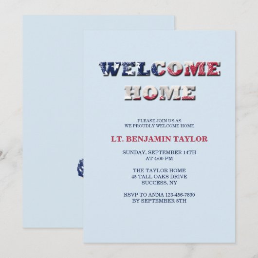 Welkom Home Red White en Blue Kaart (Voorkant / Achterkant)