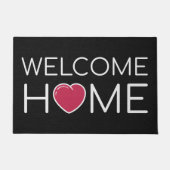 Welkom Home Rood Hart Zwart Koor Textuur Deurmat (Voorkant)