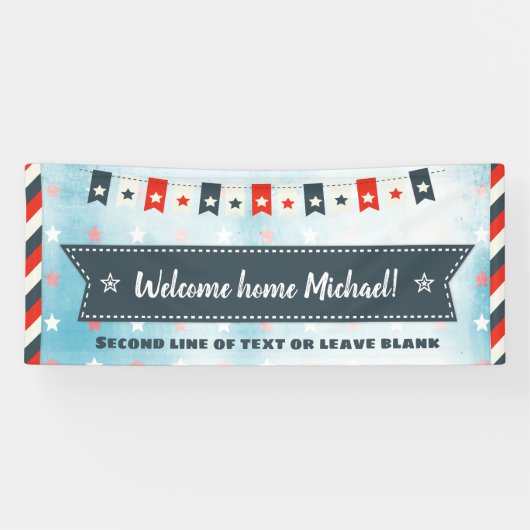 Welkom Home Rood wit en Blauw Sterren en Strepen Spandoek (Horizontaal)