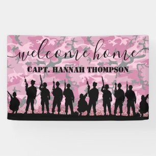 Welkom Home Soldaat   Militair roze meisje Spandoek