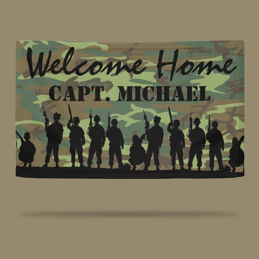 Welkom Home Soldaat | Militaire Camouflage Spandoek