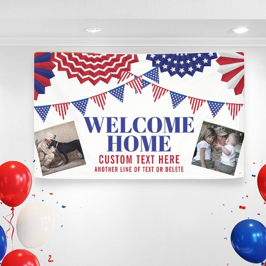 Welkom Home Soldaat Patriottisch 2 Foto's Aangepas Spandoek