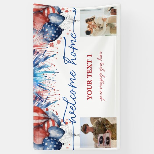 Welkom Home Soldier Patriotic 2 foto's Aangepast v Spandoek (Verticaal)