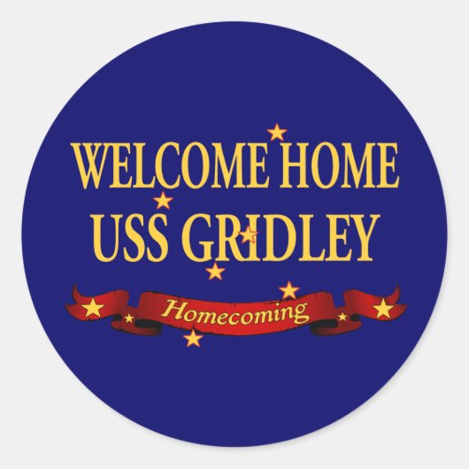 Welkom Home USS Gridley Ronde Sticker (Voorkant)