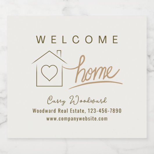 Welkom Home Vastgoed Cheers Minimalistisch Elegant Sparkling Wijnetiket (Enkel label)