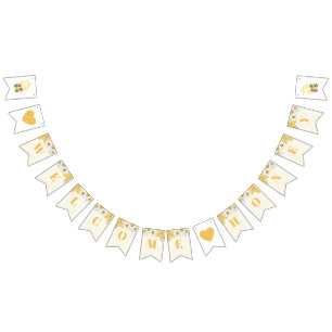 Welkom honing Bumblebee Babee Baby shower Sprinkle Vlaggetjes