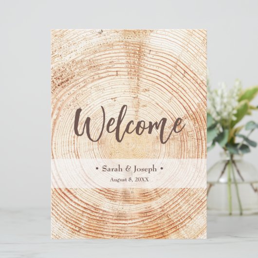 Welkom Houtkorrel Rustic Wedding Programme Programma (Staand voorkant)