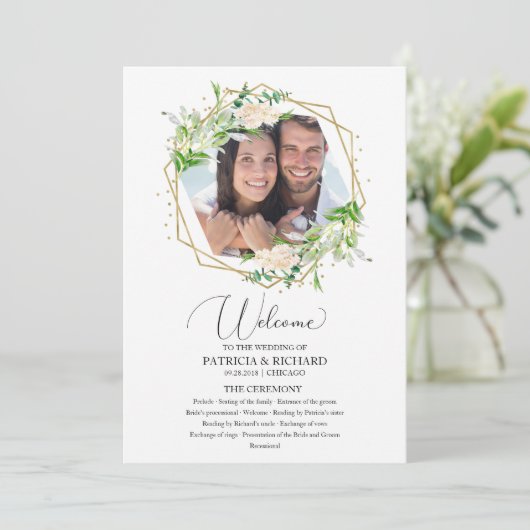 Welkom Huwelijksceremonie Programma Groen (Staand voorkant)