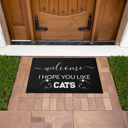 Welkom Ik hoop dat je van Cats Modern Zwart houdt Deurmat (Buiten)
