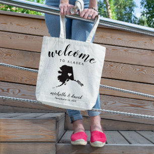 Welkom in Alaska   US State Silhouette Wedding Tote Bag