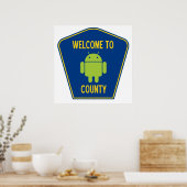 Welkom in Android County (Bug Droid Sign) Poster (Keuken)