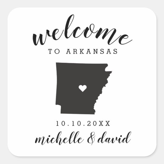 Welkom in Arkansas | Bruiloft aangepaste gunst Vierkante Sticker (Voorkant)