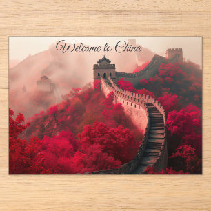 “Welkom in China” Acryl uitnodiging Grote Muur Uitnodigingen