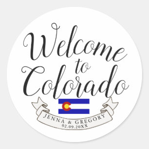Welkom in Colorado   Aangepast bestemmingshuwelijk Ronde Sticker