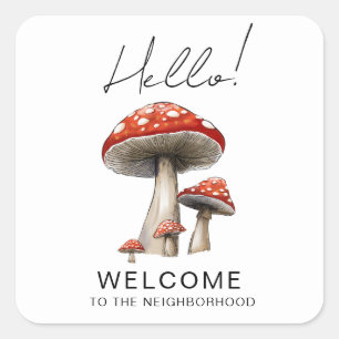 Welkom in de buurt kaart – Mooie paddestoelen Vierkante Sticker