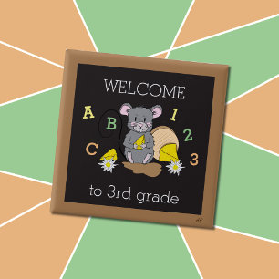Welkom in de derde klas Eerste schooldag Vierkante Button 5,1 Cm