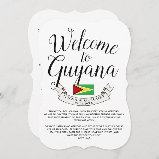 Welkom in Guyana | Bestemming Huwelijk Aangepast Kaart (Voorkant / Achterkant)