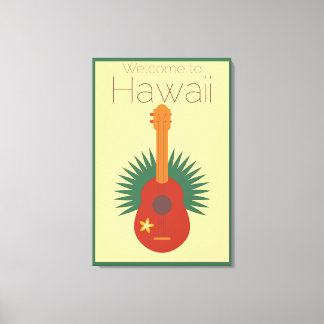 Welkom in Hawaii Ukulele Retro Canvas Afdruk