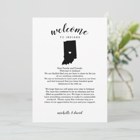 Welkom in Indiana | Trouwbrief en reisschema (Staand voorkant)