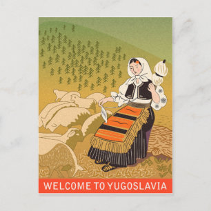 Welkom in Joegoslavië, vintage luchtvaartpostkaart Briefkaart