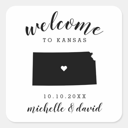 Welkom in Kansas | Bruiloft aangepaste gunst Vierkante Sticker (Voorkant)
