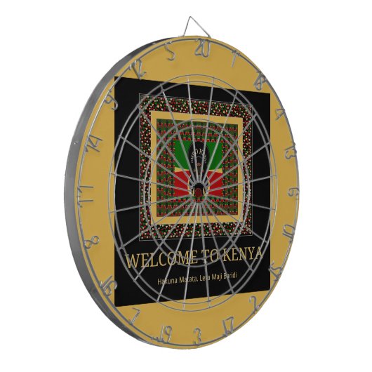 Welkom in Kenia en maak het Keniaanse mooie Tekst Dartbord (Voorkant Links)