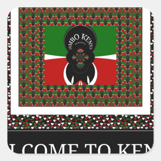 Welkom in Kenia en maak het Keniaanse mooie Tekst Vierkante Sticker (Voorkant)