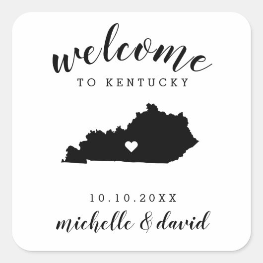 Welkom in Kentucky | Bruiloft aangepaste gunst Vierkante Sticker (Voorkant)