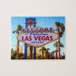 Welkom in Las Vegas Sign Jigzaag Puzzle Legpuzzel