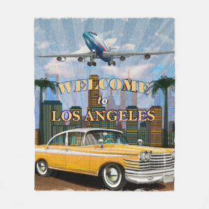Welkom in Los Angeles retro poster. Fleece Deken