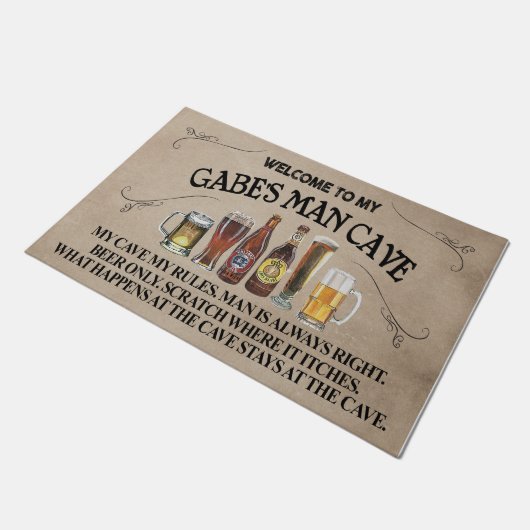 Welkom in mijn Man Cave Mat, Man grappigheid Deurmat (Schuin)
