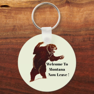 Welkom in Montana laat nu Grizzly Beer Art Sleutelhanger