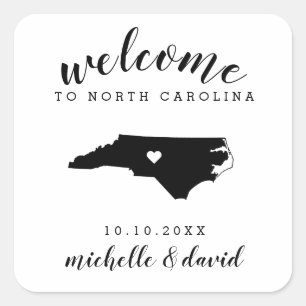 Welkom in North Carolina Bruiloft aangepaste gun Vierkante Sticker