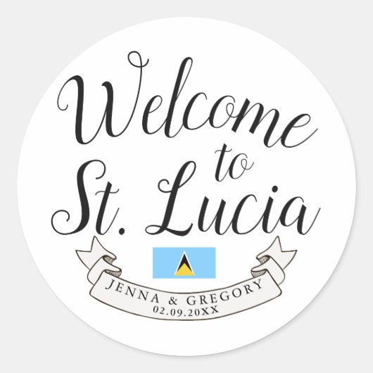Welkom in Saint Lucia | Bestemmingsweddenschap Ronde Sticker (Voorkant)