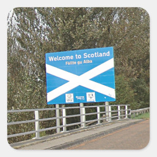 Welkom in Schotland - Anglo-Scottish Border Sign Vierkante Sticker