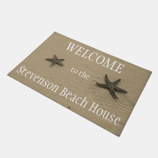 Welkom in Starfish and Sand Ocean Summer Beach Hou Deurmat (Schuin)