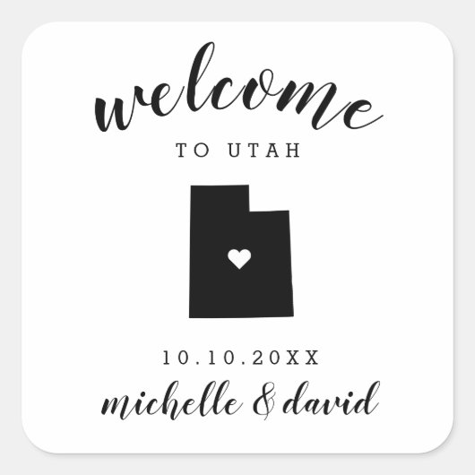 Welkom in Utah | Bruiloft aangepaste gunst Vierkante Sticker (Voorkant)