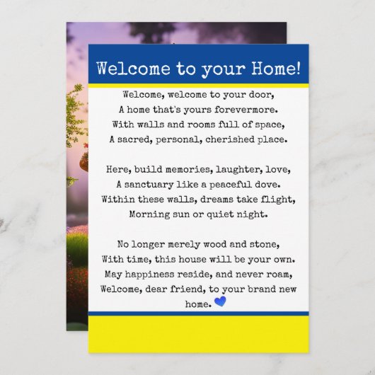 Welkom in uw huis aankondiging (Voorkant / Achterkant)