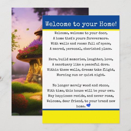 Welkom in uw thuis aankondiging (Voorkant / Achterkant)