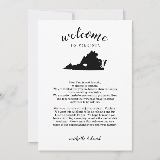 Welkom in Virginia | Wedbrief en reisroute (Voorkant)