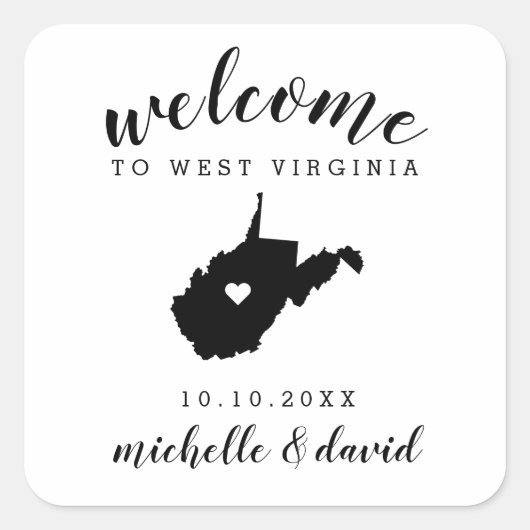 Welkom in West Virginia | Bruiloft aangepaste guns Vierkante Sticker (Voorkant)