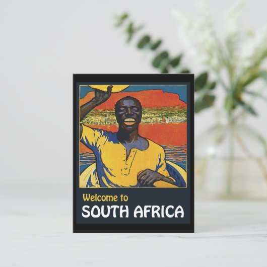 Welkom in Zuid-Afrika, inheems man in een boot Briefkaart (Staand voorkant)