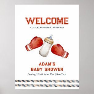 Welkom jongens baby shower Kleine Kampioen Boksen Poster